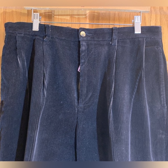 Vintage Nautica Black Pleated Cuffed Classic Fit Corduroy Pants Rigger 34x30 Y2K - Picture 2 of 9